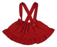 Červená manšestrová sukně s kšandami 