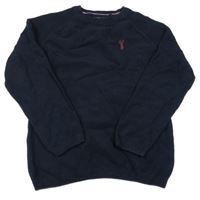 Tmavomodrý svetr s výšivkou Next