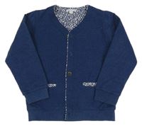 Tmavomodrá propínací podšitá mikina 