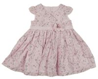 Světlerůžovo-šedé květované šifonové šaty George