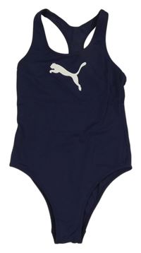 Tmavomodré jednodílné plavky s logem Puma