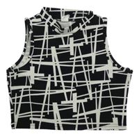 Černo-bílý vzorovaný crop top Shein