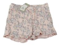 Nové - Světlerůžové květované bavlněné kraťasy Primark