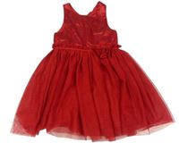 Červené šusťákovo/síťované slavnostní šaty H&M