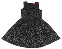 Černo-šedé vzorované šaty s kamínky Yd. 