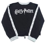 Černo-bílá crop mikina s Harry Potterem 