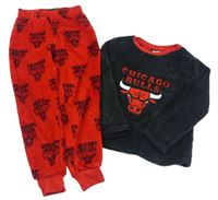 Černo-červené chlupaté pyžamo Chicago Bulls