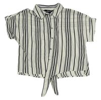 Bílo-černá proužkovaná crop halenka s uzlem New Look 