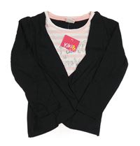 Černý cardigan s pruhovaným topem Kiki&Koko