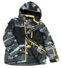 Černo-army šusťáková zimní bunda s kapucí C&A
