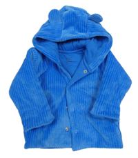 Modrý sametový žebrovaný zateplený kabátek s kapucí M&S