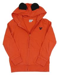 Červená propínací mikina s Mickeym a kapucí Disney 