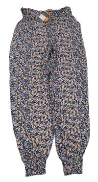 Nové - Černé turecké kalhoty s kytičkami Primark