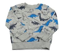 Šedá melírovaná mikina s dinosaury C&A