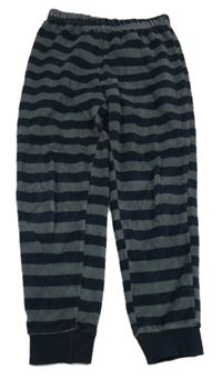 Tmavomodro-šedé pruhované sametové kalhoty Alive