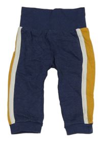 Tmavomodro-okrové tepláky s pruhy Manguun