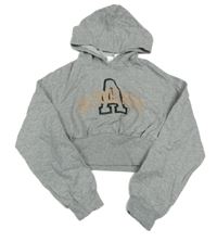 Šedá crop mikina s nápisem a kapucí Shein