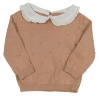 Starorůžový svetr s bambulkami a límečkem George 