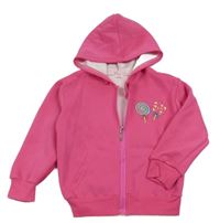 Růžová propínací mikina s lízátky a kapucí