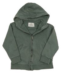 Khaki propínací mikina s kapucí M&S