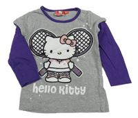 Šedo-fialové triko s Hello Kitty 
