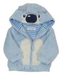 Světlemodrá chlupatá propínací mikina s medvídkem M&Co.