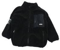 Černá huňatá propínací mikina se stojáčkem Next