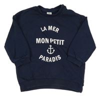 Tmavomodrá mikina s nápisem H&M