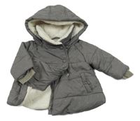 Šedá šusťáková prošívaná zimní bunda s kapucí zn Obaibi