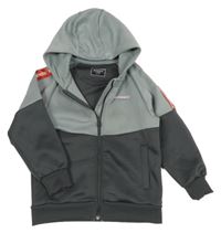 Šedo-tmavošedá propínací sportovní mikina s logem a kapucí McKenzie