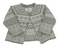 Šedo-bílý vzorovaný propínací svetr H&M