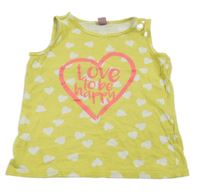 Citronový top se srdíčky a nápisem Dopodopo