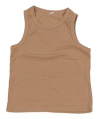 Starorůžový žebrovaný crop top 