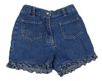 Tmavomodré riflové kraťasy s volánky C&A