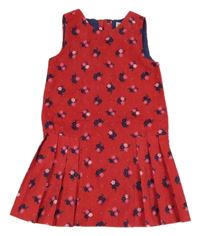 Červené manšestrové květované šaty Miniclub