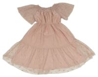 Světlerůžové síťované šaty s koníky zn H&M