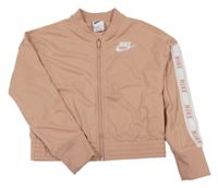 Starorůžová propínací crop mikina s logem Nike 
