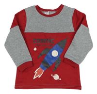 Červeno-šedá mikina s raketou Kiki&Koko