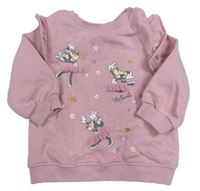 Starorůžová mikina s Minnie a hvězdičkami a volánky Disney
