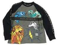 Tmavošedokhaki-černé pyžamové triko se zvířaty - Harry Potter 
