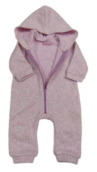 Růžovo-bílá melírovaná pletená kombinéza s kapucí Juniors