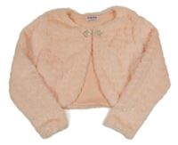 Broskvové vzorované kožešinové podšité bolérko s broží Pretty baby