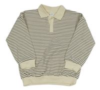 Smetanovo-černá pruhovaná oversize mikina s límečkem LC WaIKIKI