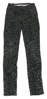 Šedo-černé vzorované šisované džegíny 