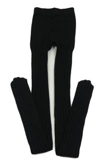 Černé žebrované punčocháče