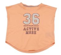 Neonově korálové sportovní tričko s číslem a nápisy H&M