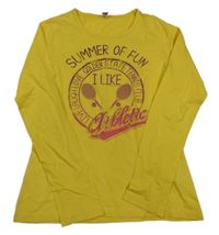 Žluté triko s raketami a nápisy ESPRIT