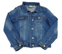 Modrá tepláková riflová crop bunda s límečkem alive