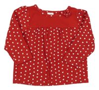 Červené mikinotriko s mašlí a srdíčky PUSBLU