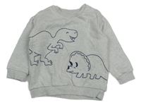 Světlešedá melírovaná mikina s dinosaury M&S